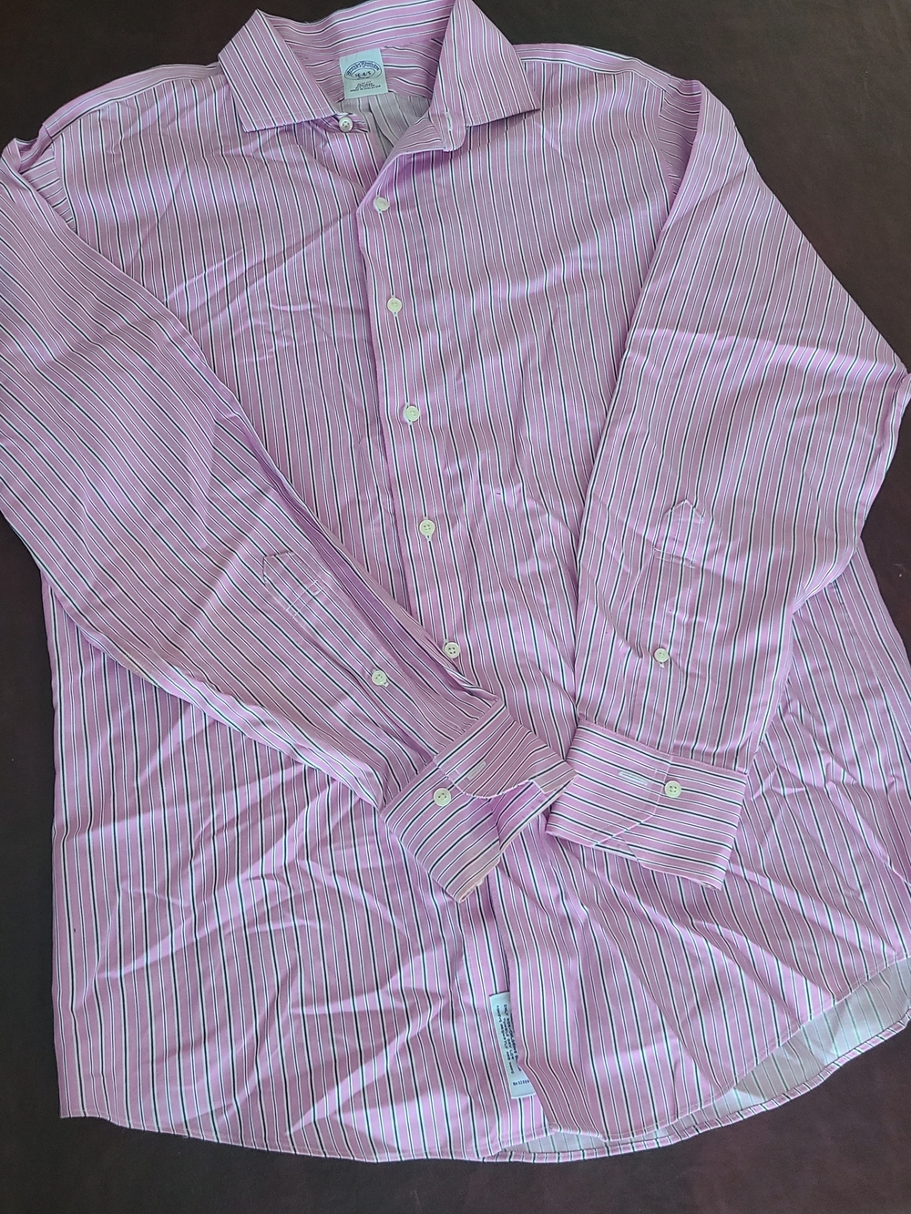 Brooks Brothers Slim FIT Pink Striped Cotton Dress Shirt